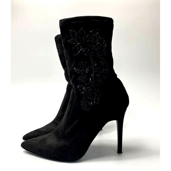 Women's Nina Dorella Pointed Toe Stiletto Heel Ankle Beaded Dress Boots 7 M - Picture 5 of 9